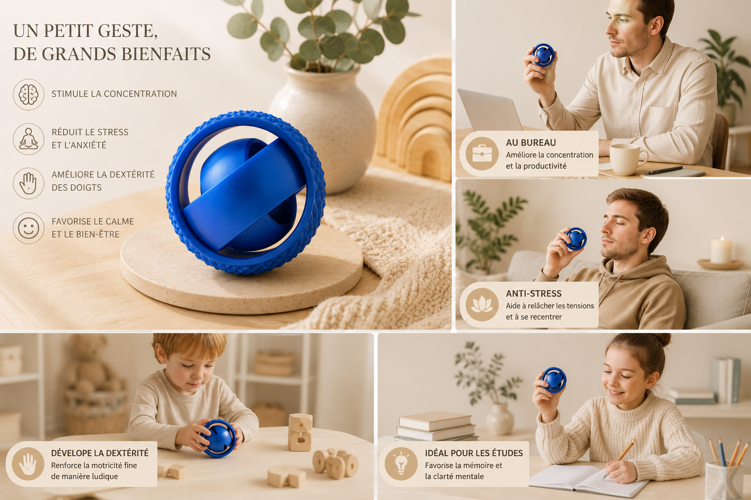 Balle 3D rotative