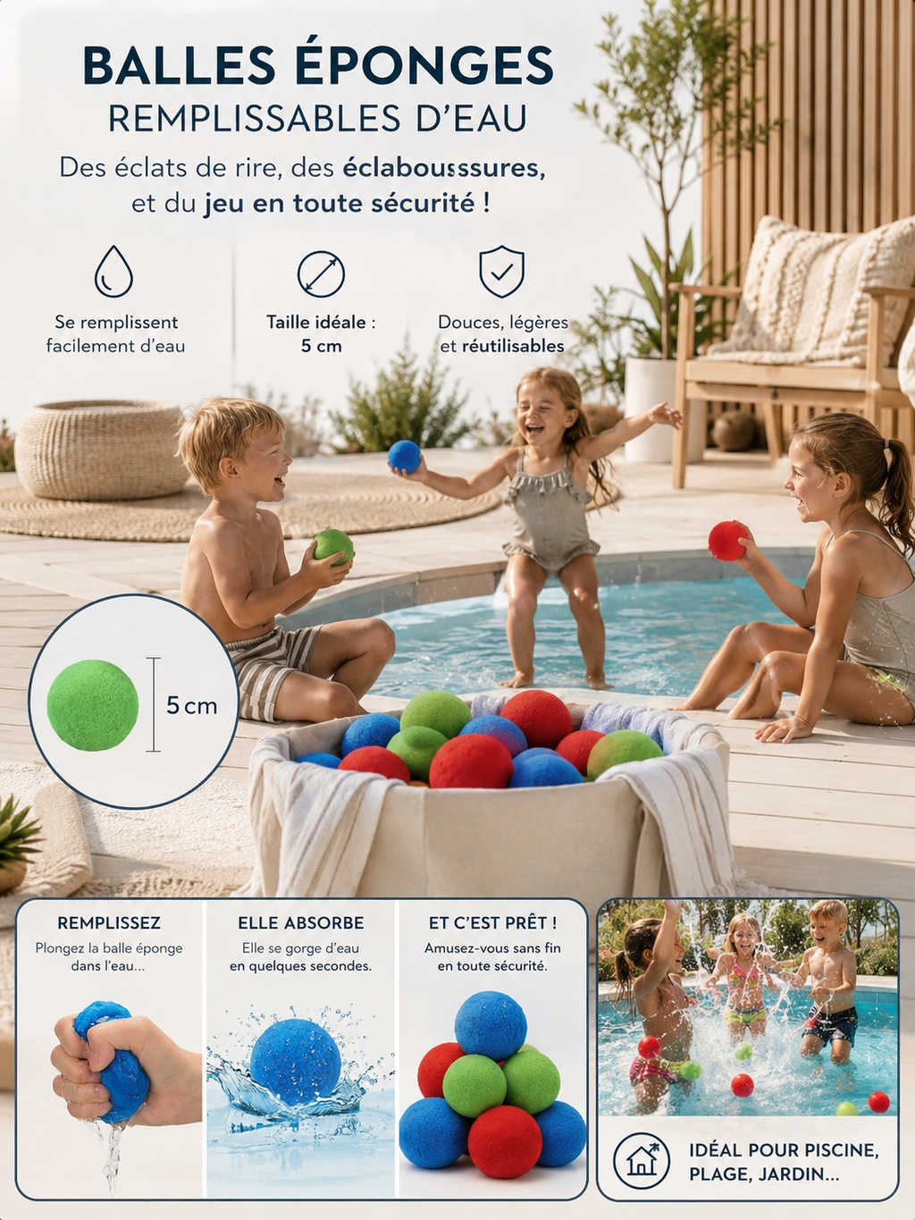 Bombes à eau réutilisables en cotton