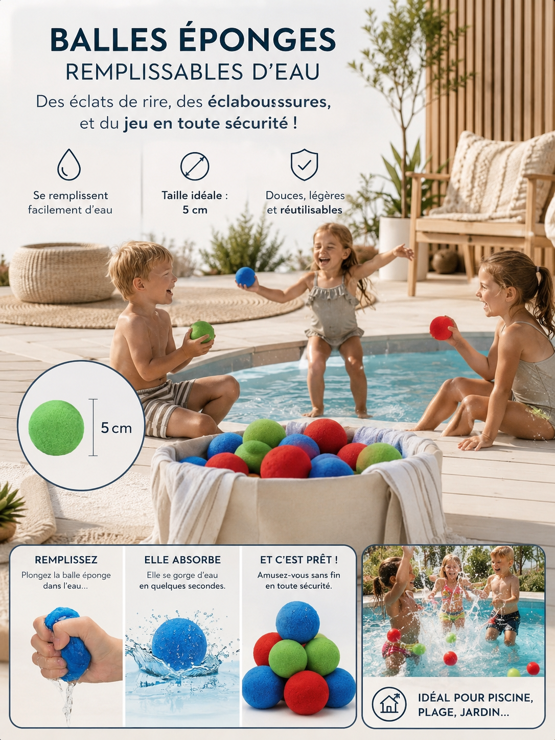 Bombes à eau réutilisables en cotton